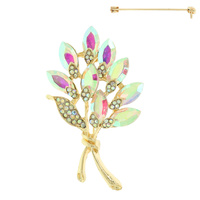 FLORAL CRYSTAL BROOCH PIN